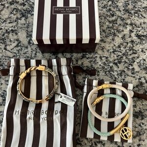 Henri Bendel Gold and Mint Bracelet Trio